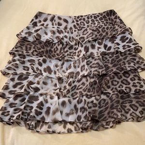 Talbots leopard print petite chiffon tiered skirt